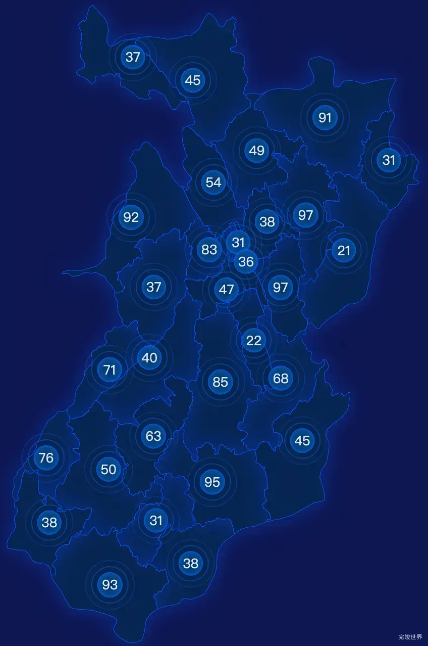 echarts黔西南布依族苗族自治州兴义市geoJson地图圆形波纹状气泡图