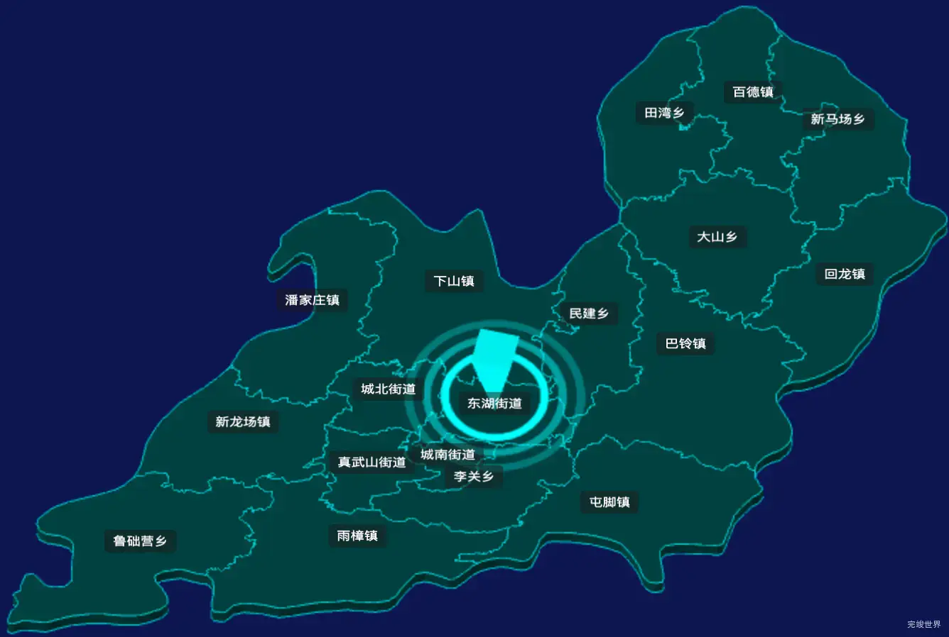 threejs黔西南布依族苗族自治州兴仁市geoJson地图3d地图CSS2D外加旋转棱锥