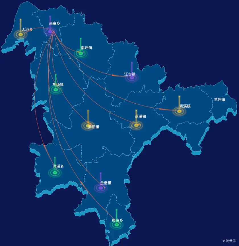 echarts黔东南苗族侗族自治州镇远县geoJson地图迁徙图