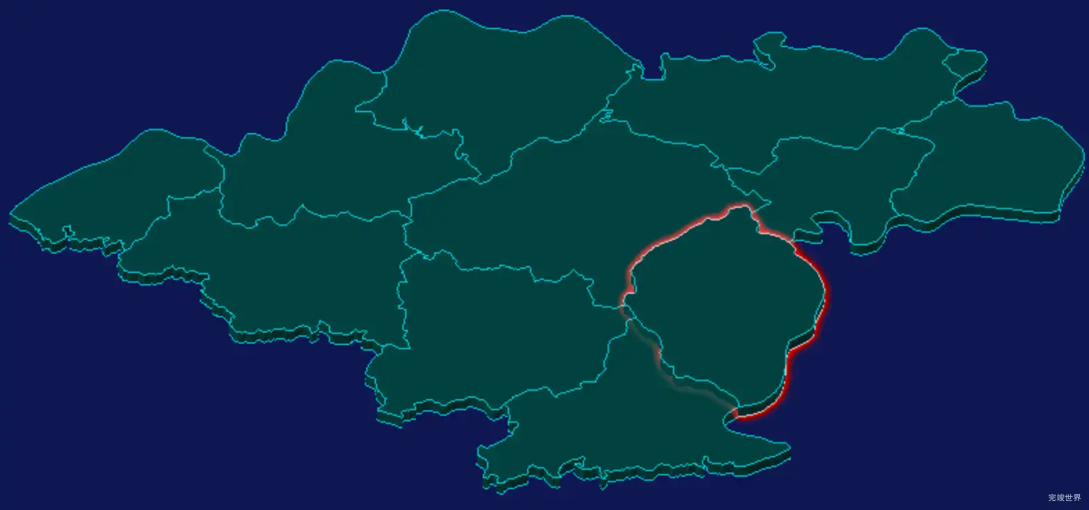 threejs黔东南苗族侗族自治州岑巩县geoJson地图3d地图红色描边闪烁警报