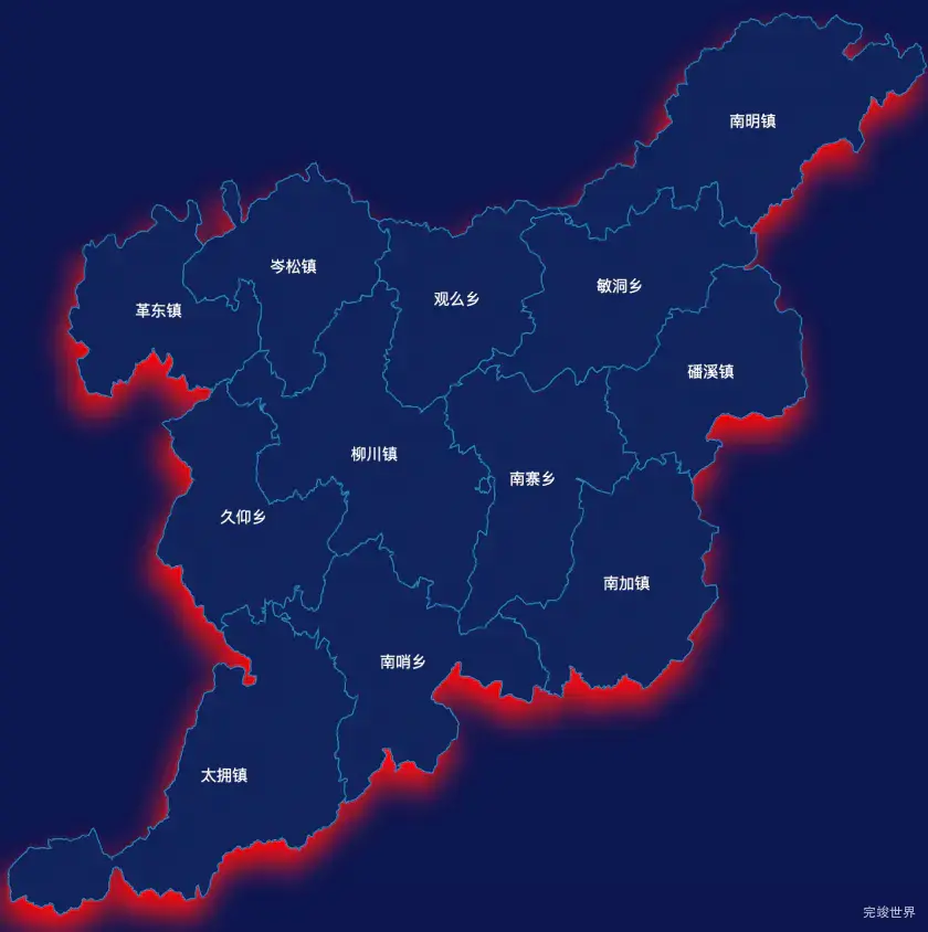 echarts黔东南苗族侗族自治州剑河县geoJson地图阴影