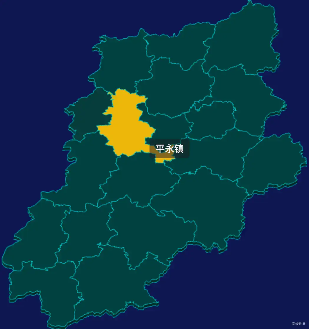 threejs黔东南苗族侗族自治州榕江县geoJson地图3d地图鼠标移入显示标签并高亮