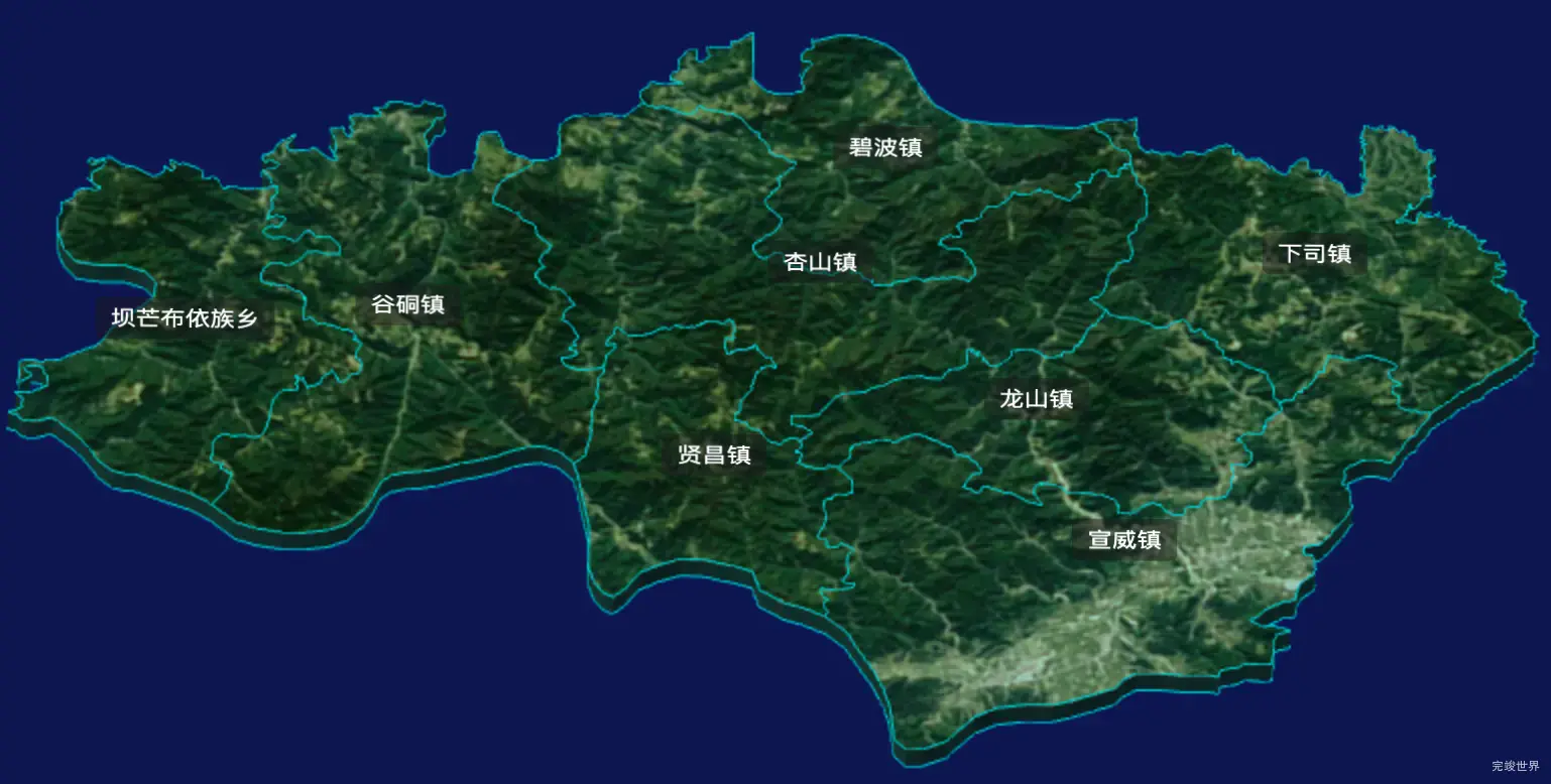 threejs黔东南苗族侗族自治州麻江县geoJson地图3d地图自定义贴图加CSS3D标签