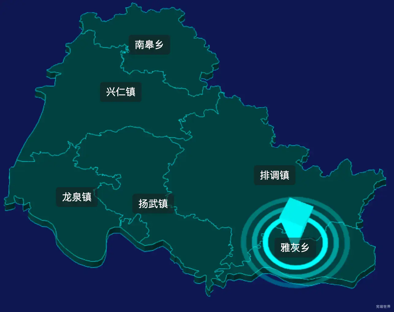 threejs黔东南苗族侗族自治州丹寨县geoJson地图3d地图CSS2D外加旋转棱锥