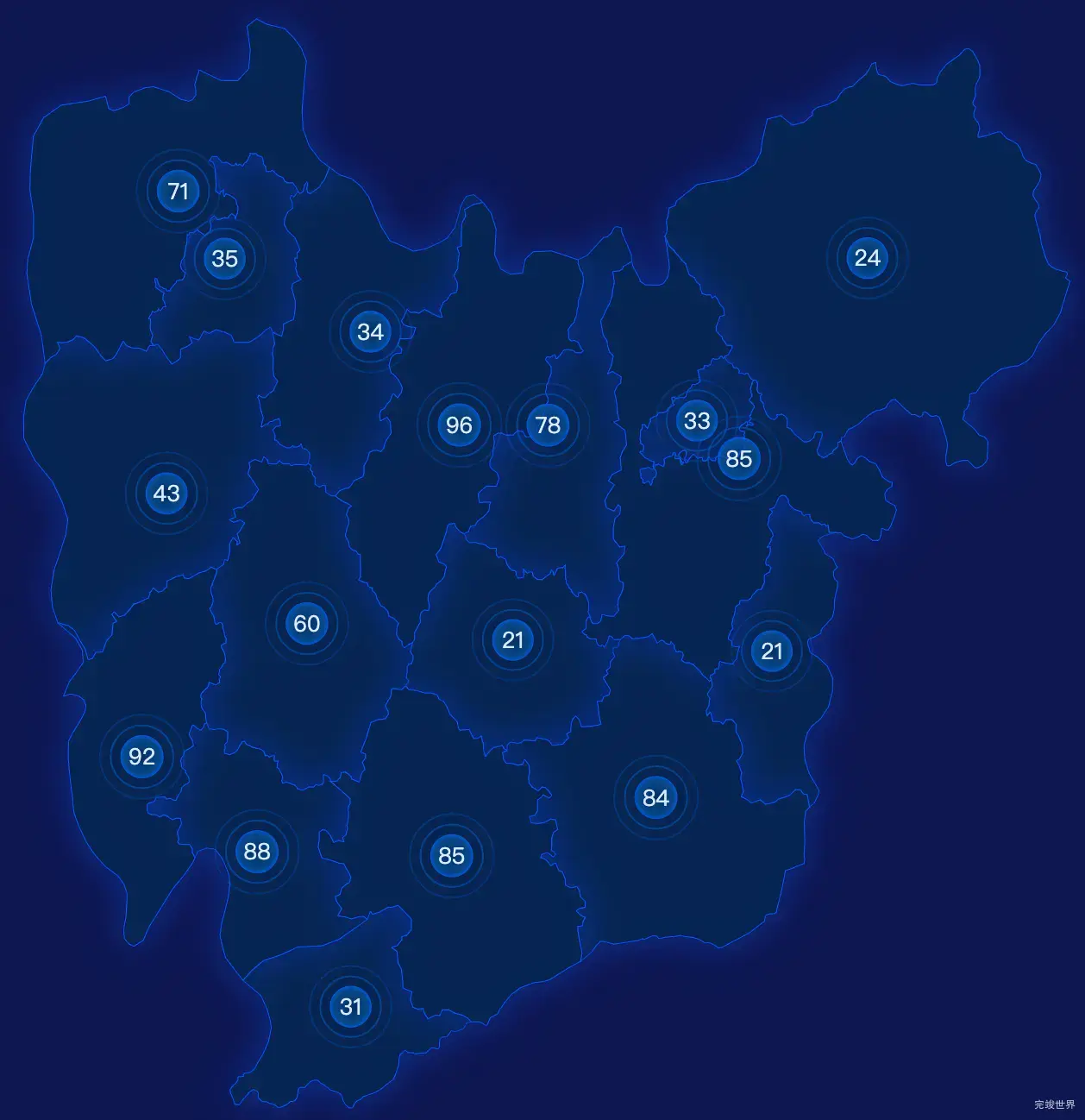 echarts黔南布依族苗族自治州荔波县geoJson地图圆形波纹状气泡图