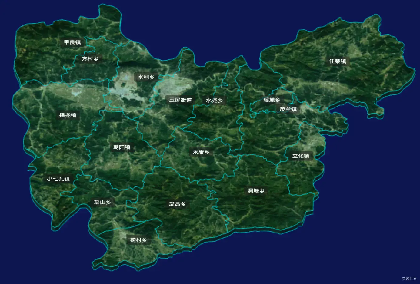 threejs黔南布依族苗族自治州荔波县geoJson地图3d地图CSS3D标签