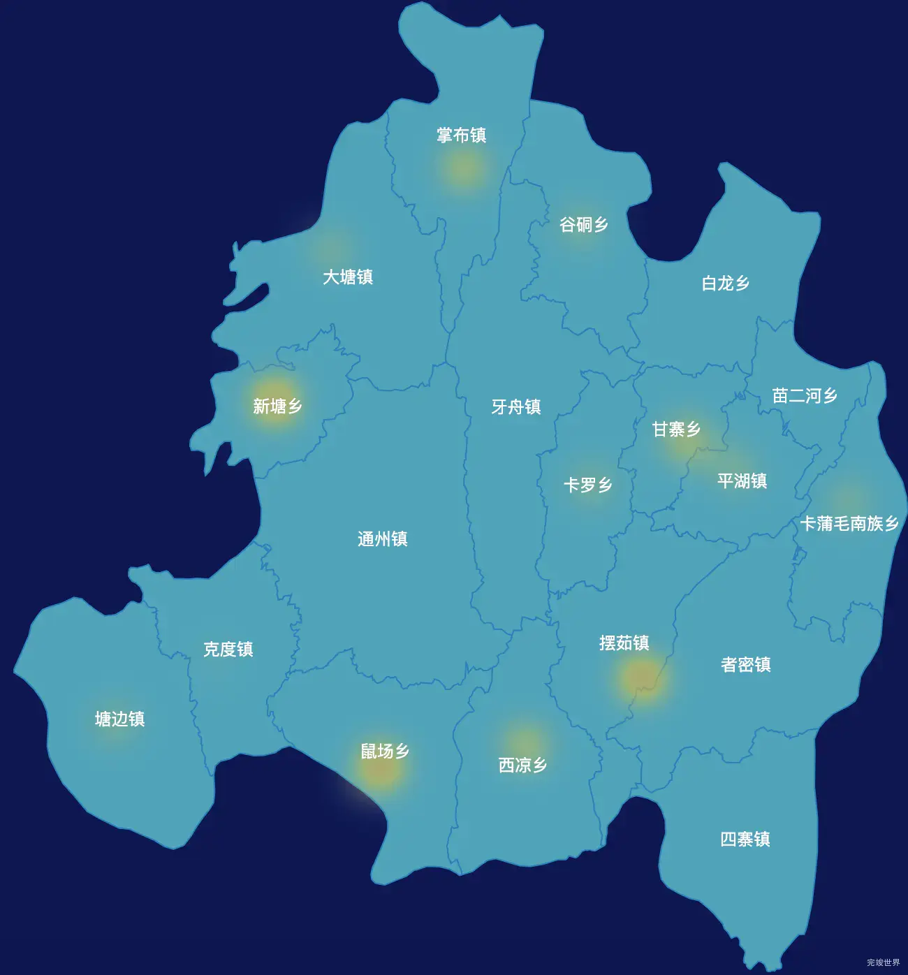 echarts黔南布依族苗族自治州平塘县geoJson地图热力图