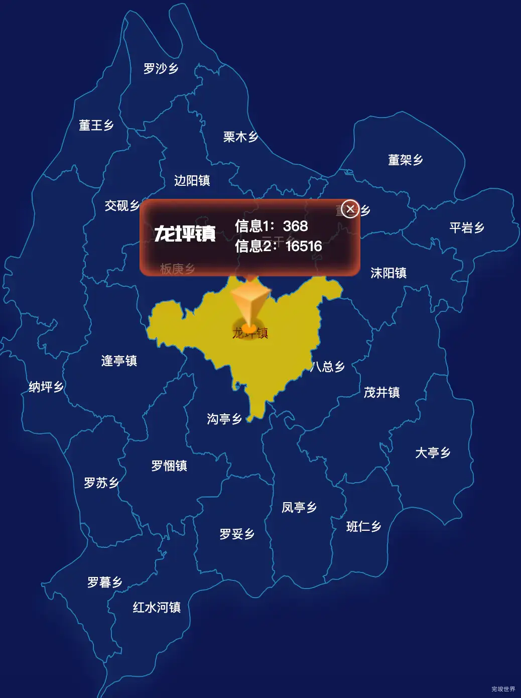 echarts黔南布依族苗族自治州罗甸县geoJson地图点击弹出自定义弹窗