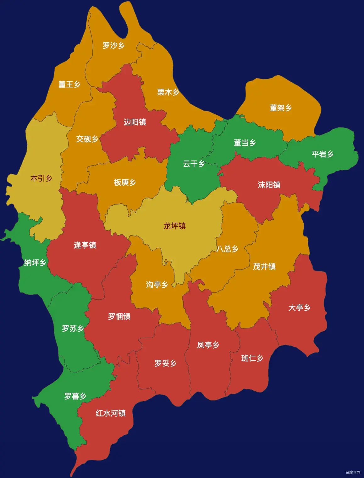 echarts黔南布依族苗族自治州罗甸县geoJson地图定义颜色