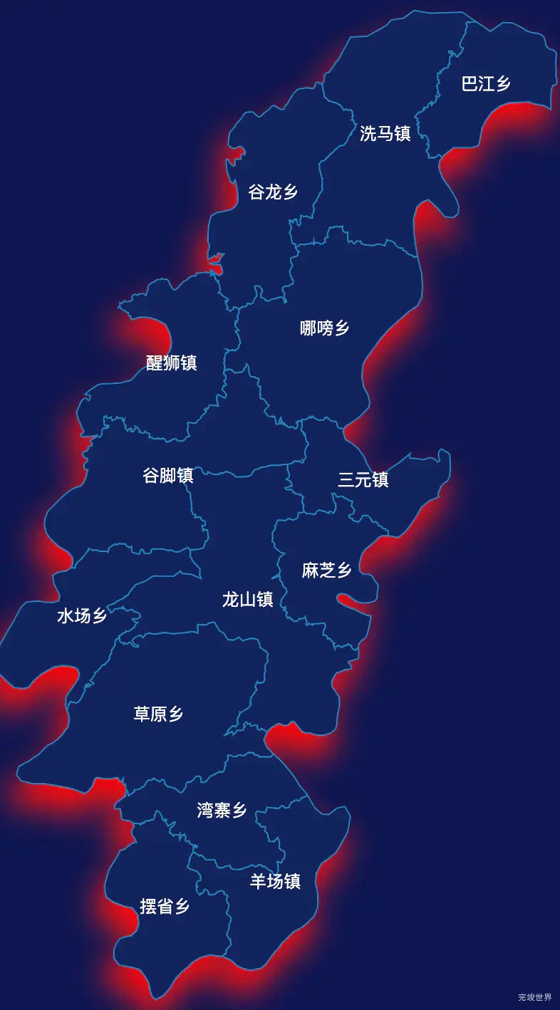 echarts黔南布依族苗族自治州龙里县geoJson地图阴影