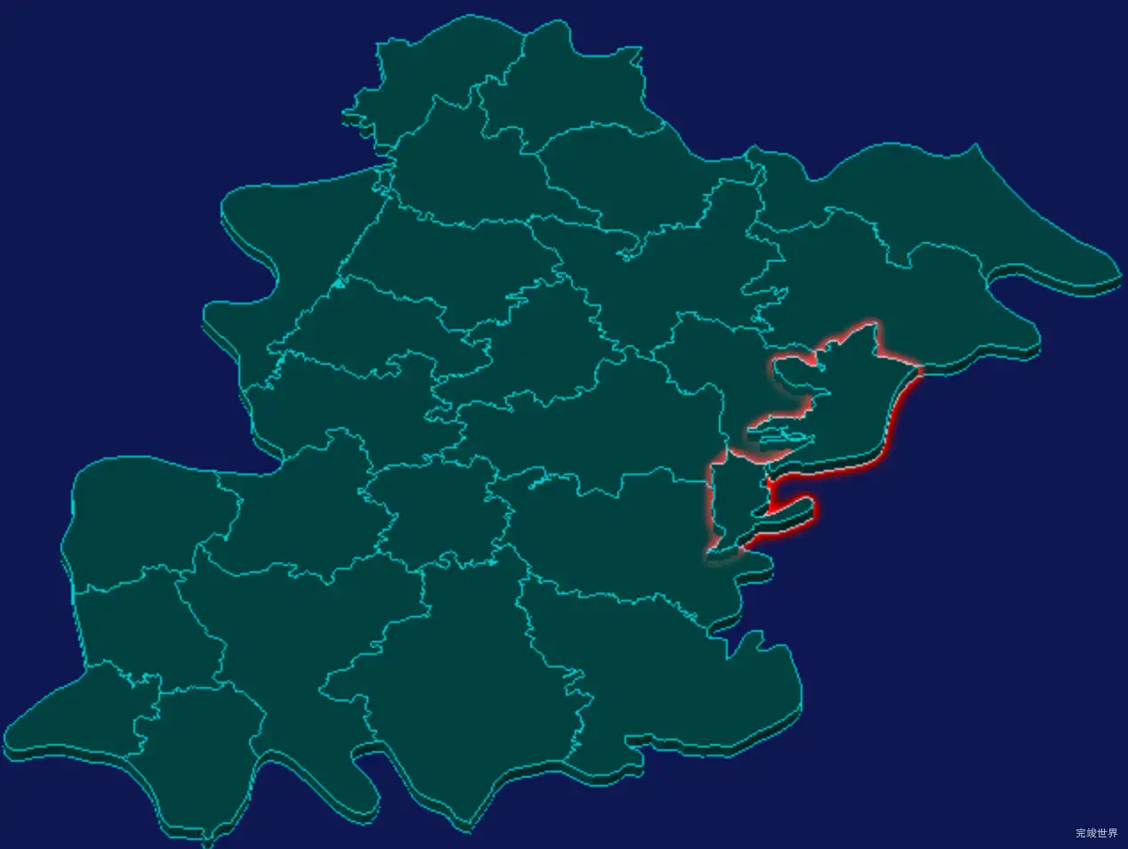 threejs黔南布依族苗族自治州惠水县geoJson地图3d地图红色描边闪烁警报