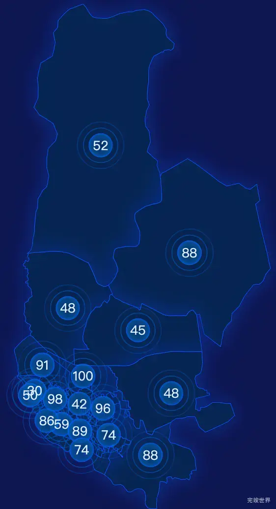 echarts合肥市瑶海区geoJson地图圆形波纹状气泡图