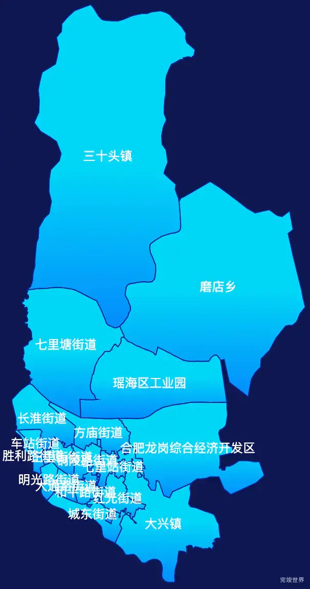 echarts合肥市瑶海区geoJson地图局部颜色渐变