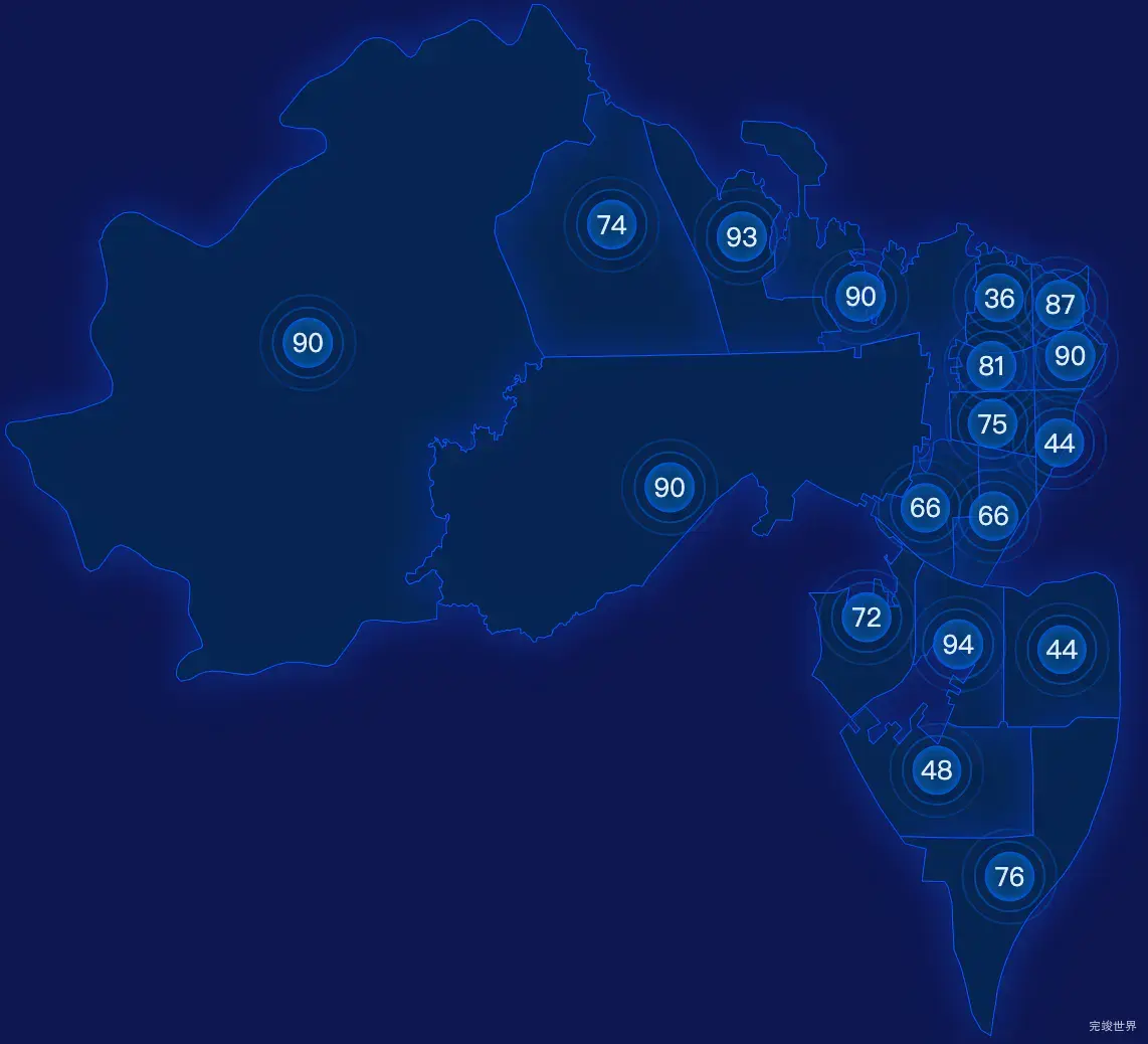 echarts合肥市蜀山区geoJson地图圆形波纹状气泡图