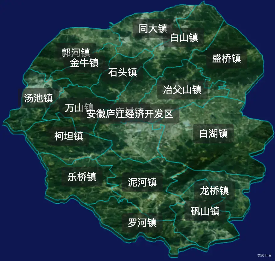 threejs合肥市庐江县geoJson地图3d地图css2d标签