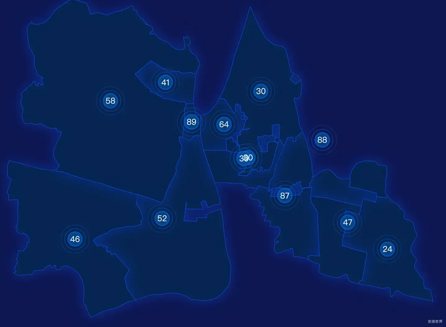 echarts芜湖市鸠江区geoJson地图圆形波纹状气泡图