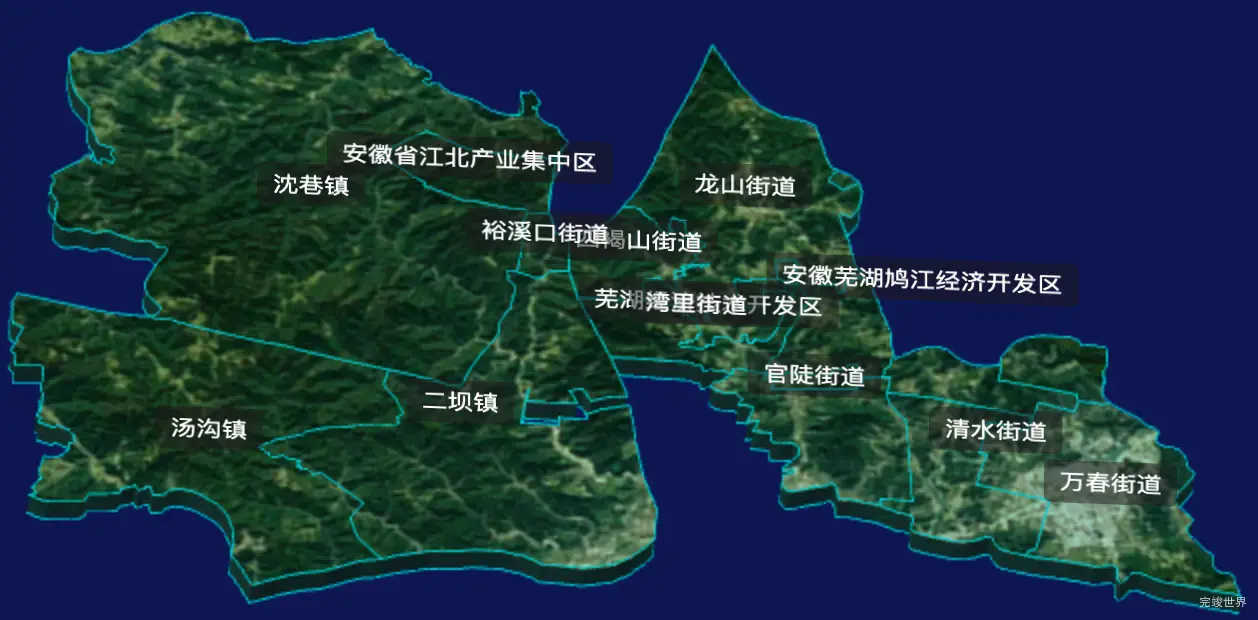 threejs芜湖市鸠江区geoJson地图3d地图CSS3D标签