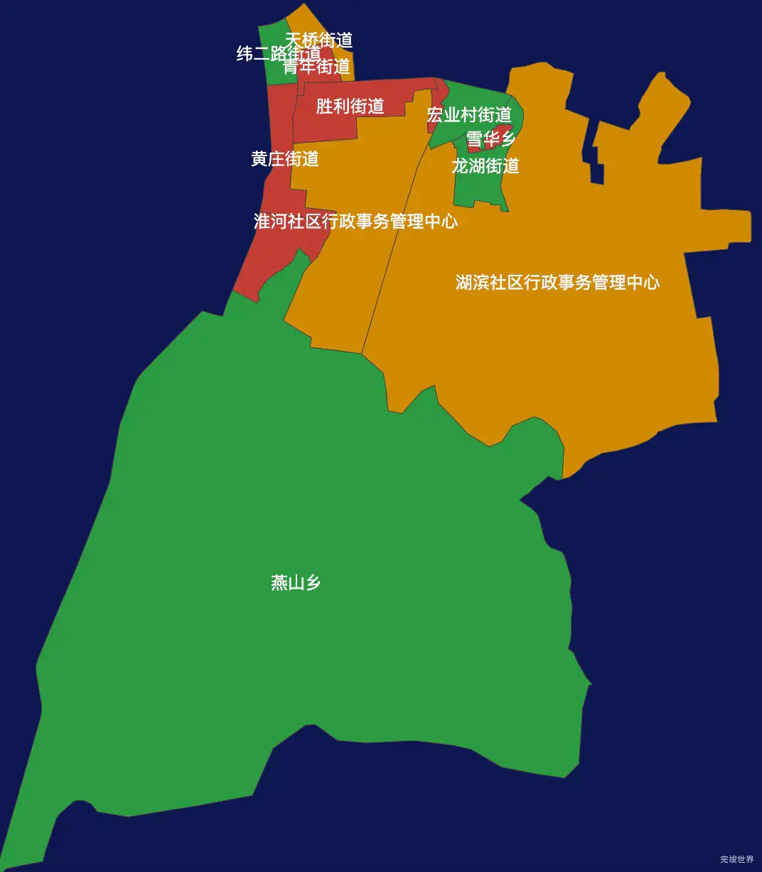 echarts蚌埠市蚌山区geoJson地图定义颜色