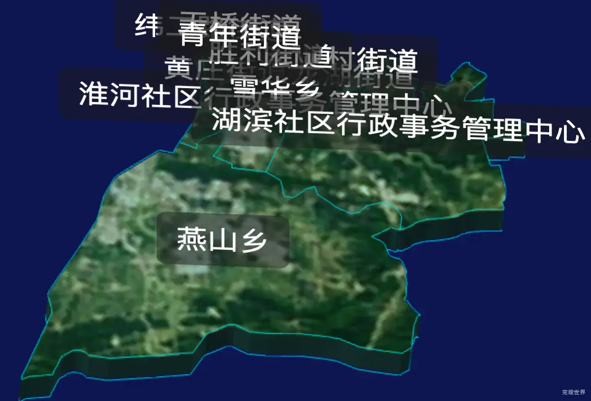 threejs蚌埠市蚌山区geoJson地图3d地图CSS3D标签