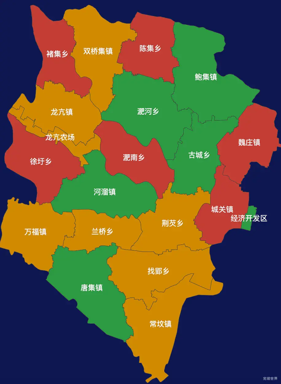 echarts蚌埠市怀远县geoJson地图定义颜色