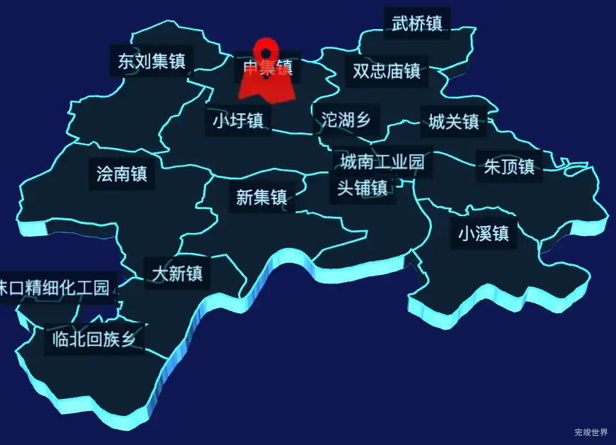 echarts蚌埠市五河县geoJson地图3d地图自定义图标