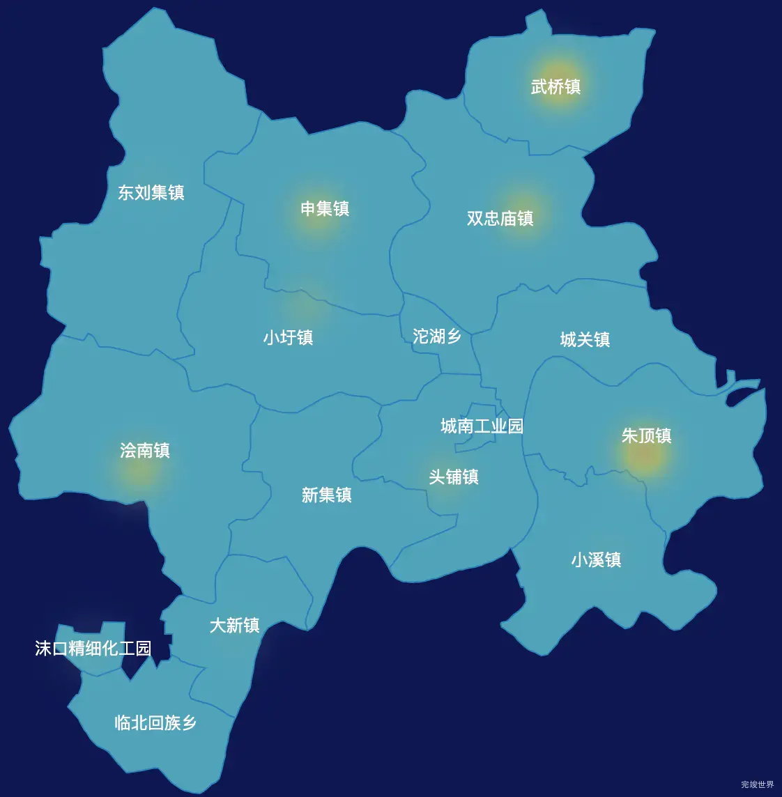 echarts蚌埠市五河县geoJson地图热力图