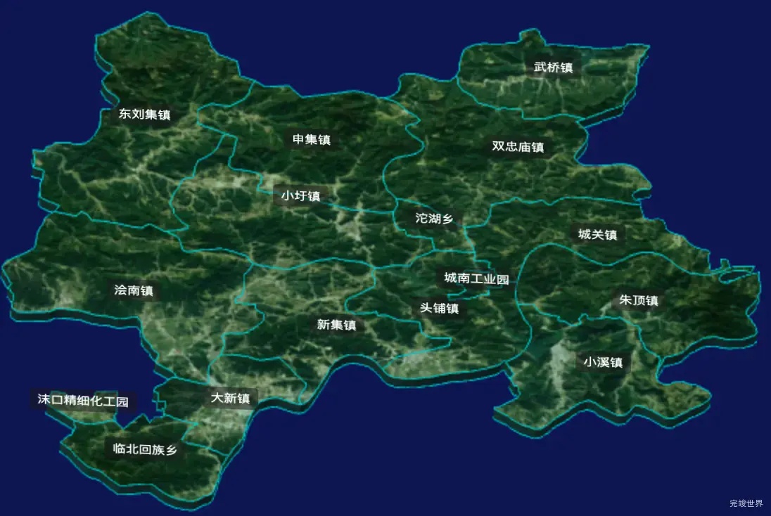 threejs蚌埠市五河县geoJson地图3d地图自定义贴图加CSS3D标签