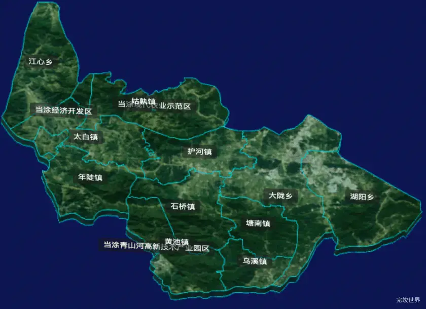 threejs马鞍山市当涂县geoJson地图3d地图CSS3D标签