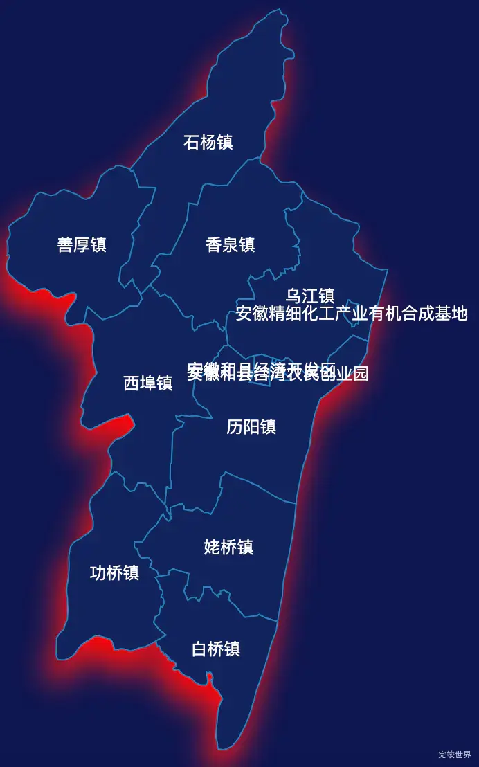 echarts马鞍山市和县geoJson地图阴影