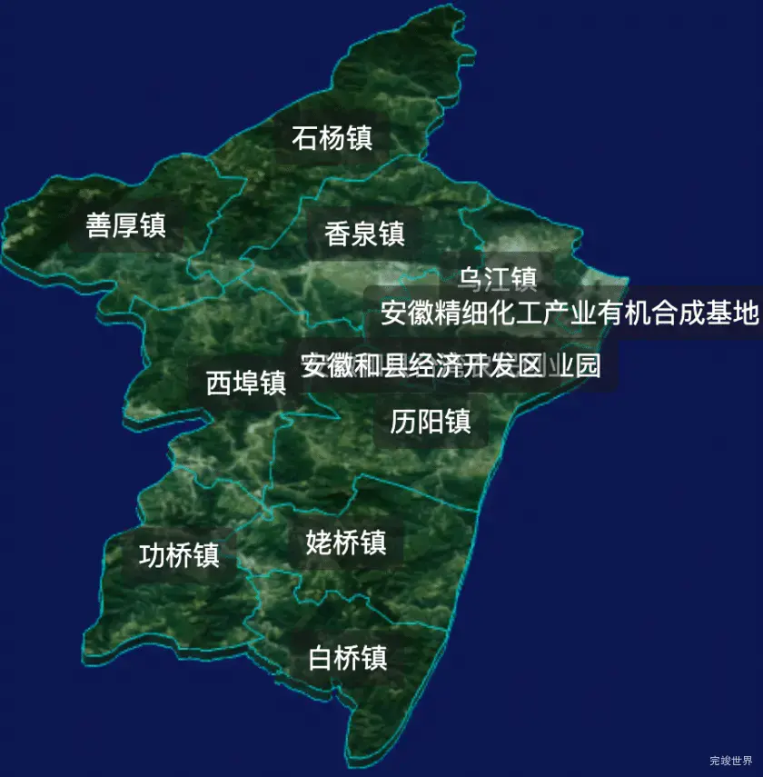 threejs马鞍山市和县geoJson地图3d地图css2d标签