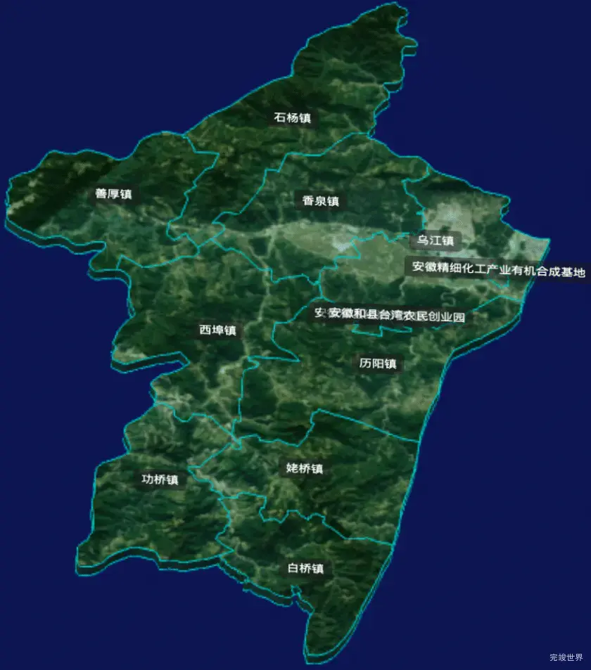 threejs马鞍山市和县geoJson地图3d地图自定义贴图加CSS3D标签