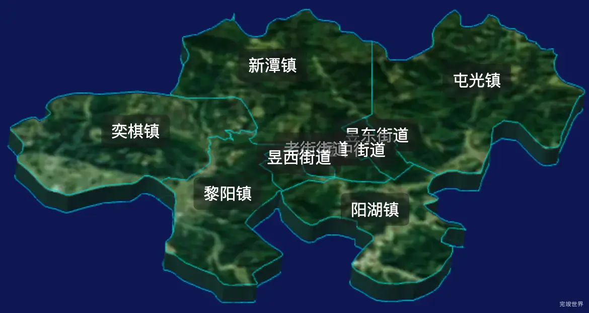 threejs黄山市屯溪区geoJson地图3d地图css2d标签