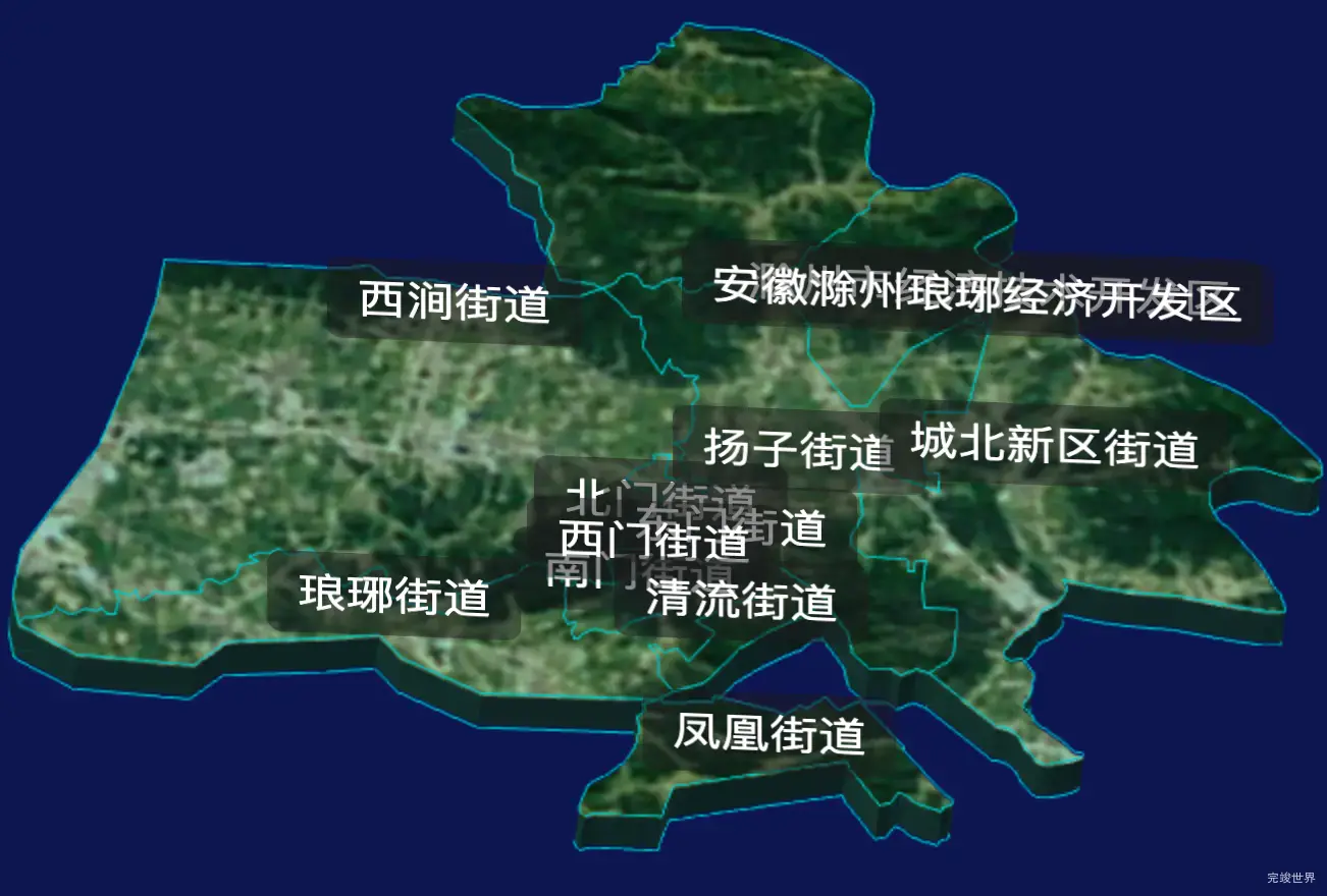 threejs滁州市琅琊区geoJson地图3d地图CSS3D标签