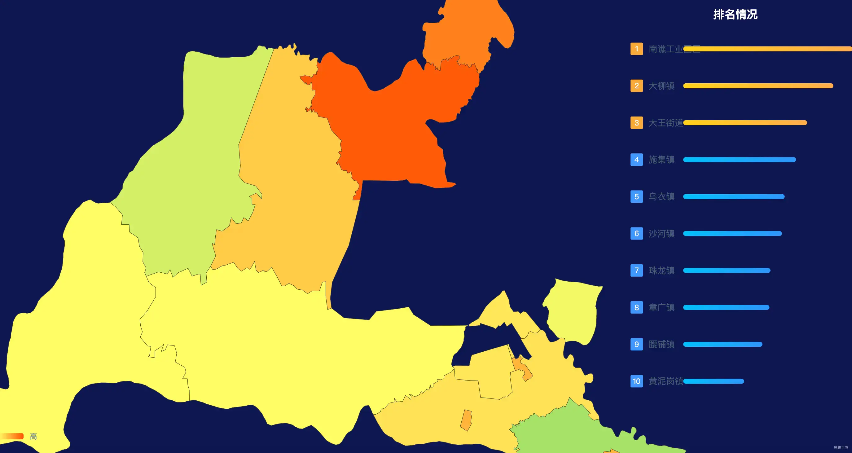 echarts滁州市南谯区geoJson地图地图排行榜效果