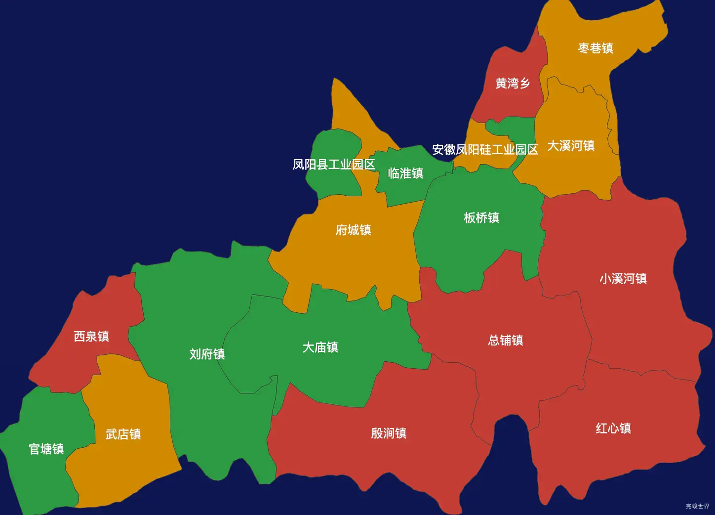 echarts滁州市凤阳县geoJson地图 visualMap控制地图颜色