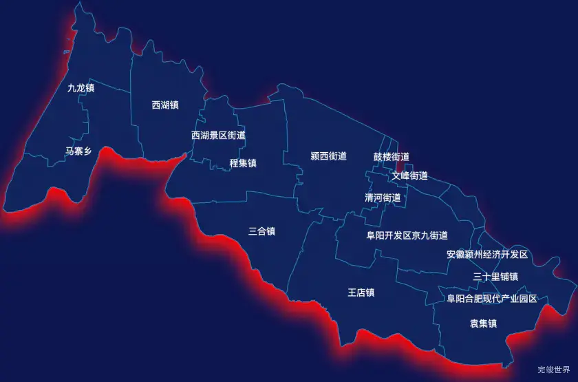 echarts阜阳市颍州区geoJson地图阴影