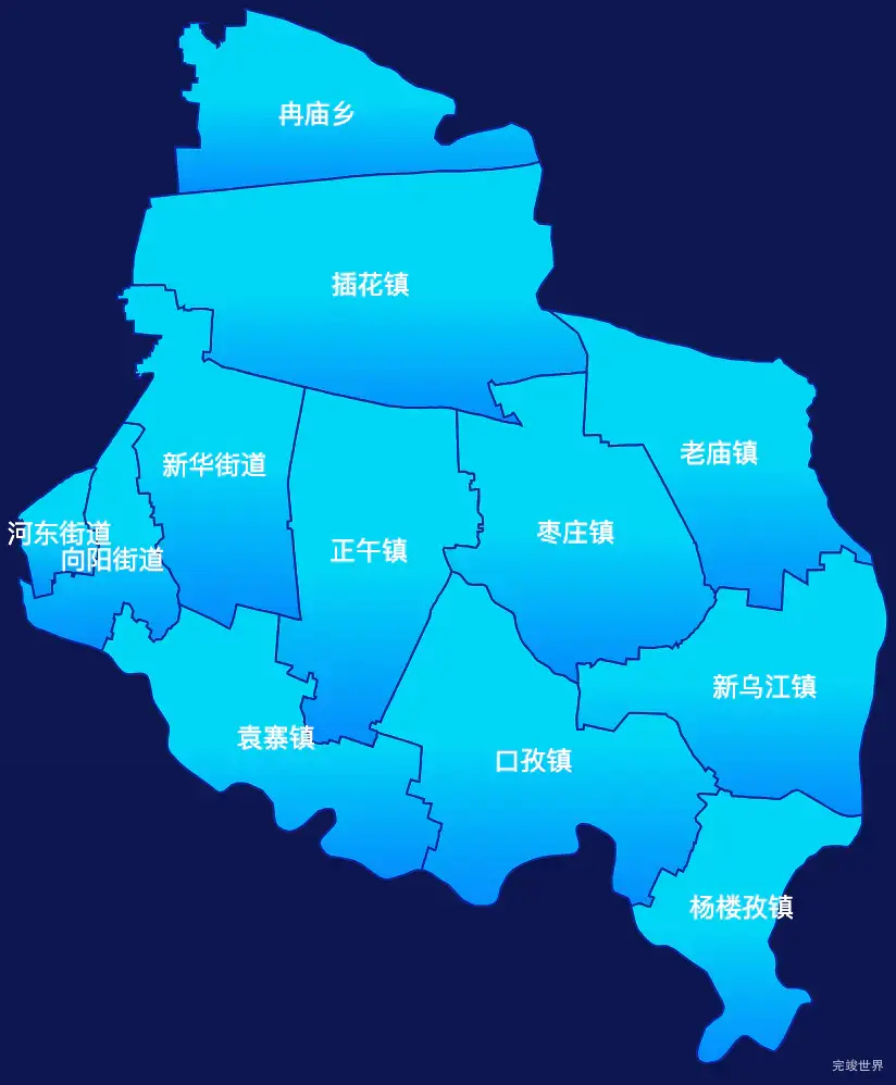 echarts阜阳市颍东区geoJson地图局部颜色渐变