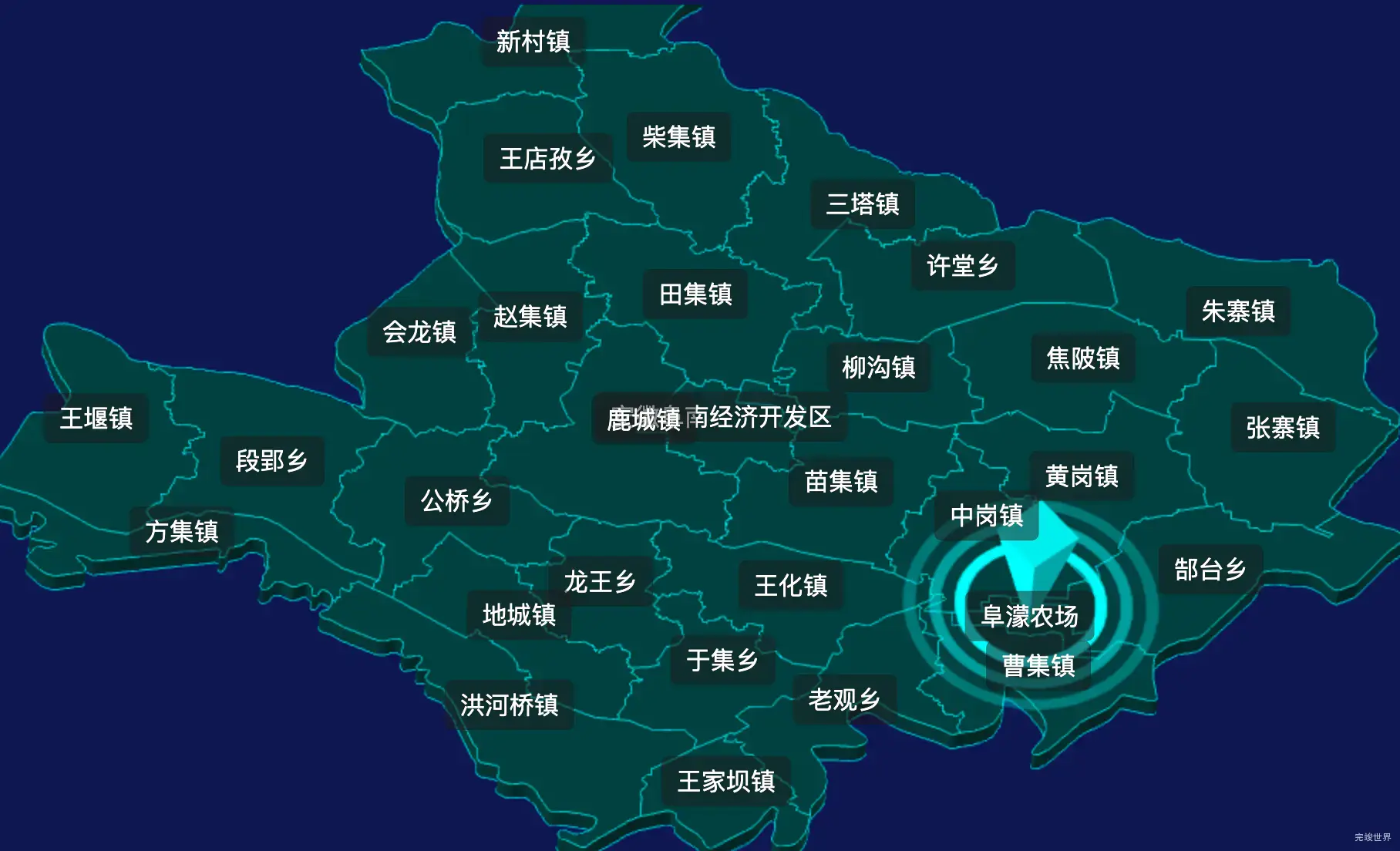 threejs阜阳市阜南县geoJson地图3d地图添加旋转棱锥