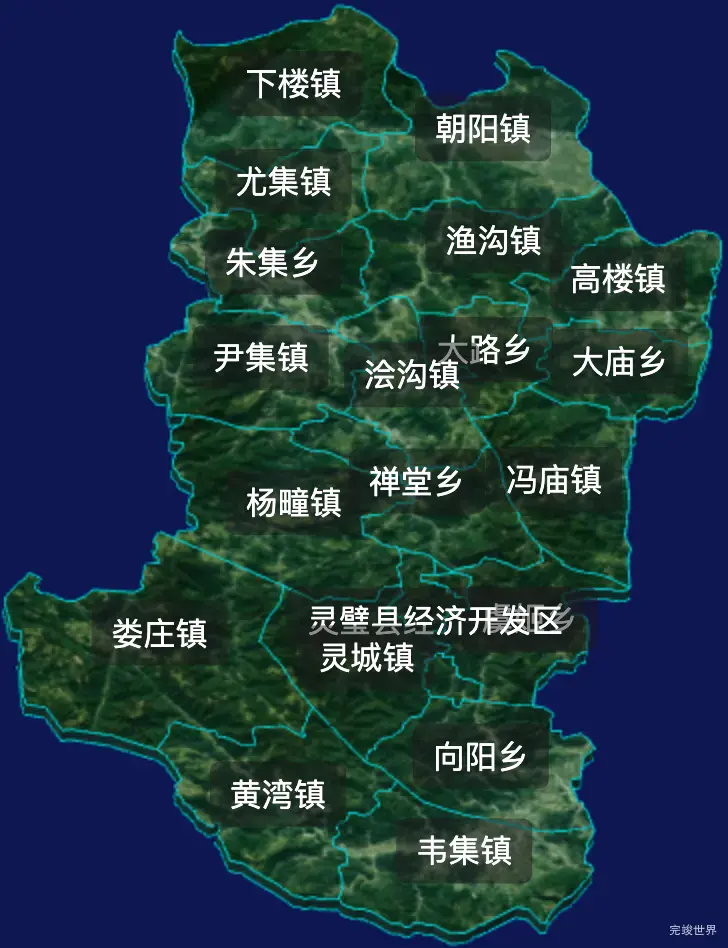 threejs宿州市灵璧县geoJson地图3d地图css2d标签