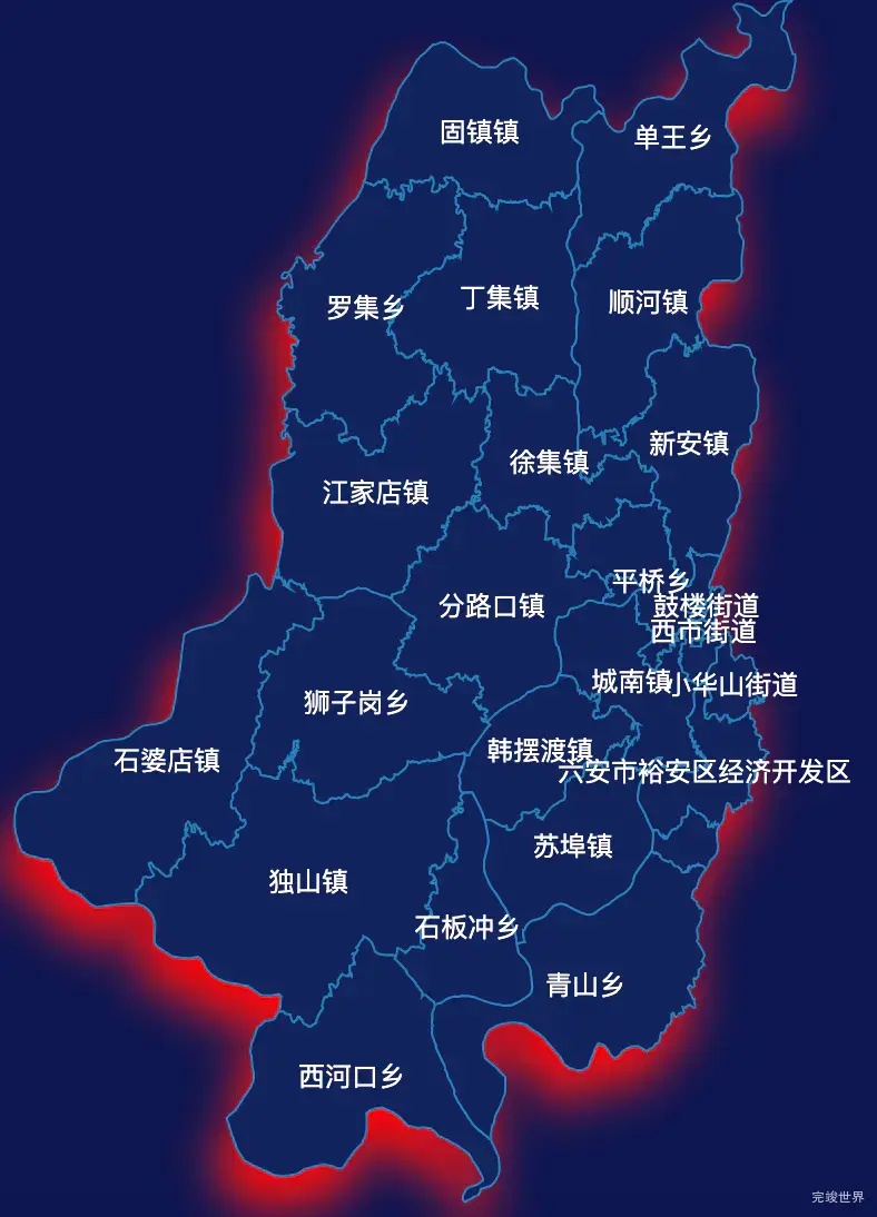 echarts六安市裕安区geoJson地图阴影