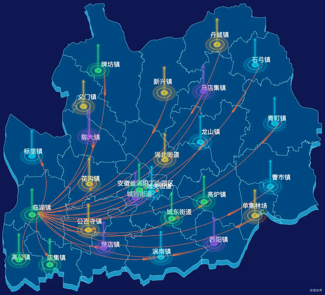 echarts亳州市涡阳县geoJson地图迁徙图