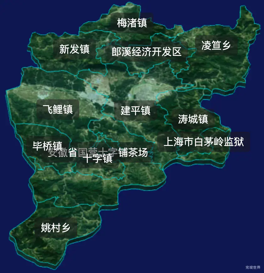 threejs宣城市郎溪县geoJson地图3d地图自定义贴图加CSS2D标签