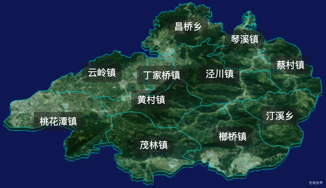 threejs宣城市泾县geoJson地图3d地图自定义贴图加CSS2D标签