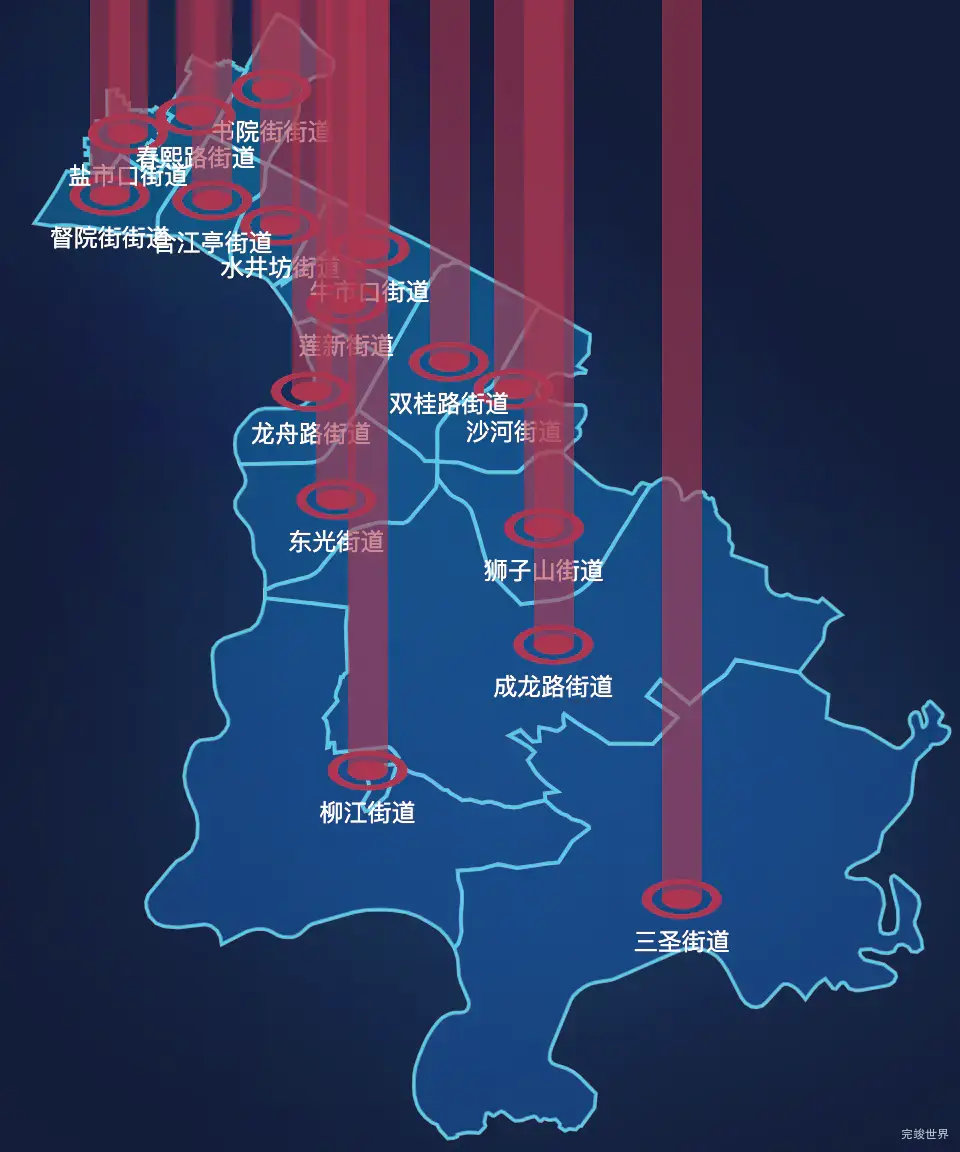 echarts成都市锦江区geoJson地图添加柱状图