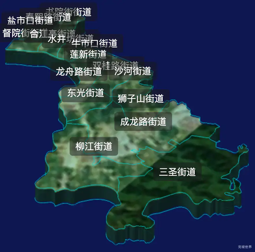 threejs成都市锦江区geoJson地图3d地图自定义贴图加CSS2D标签