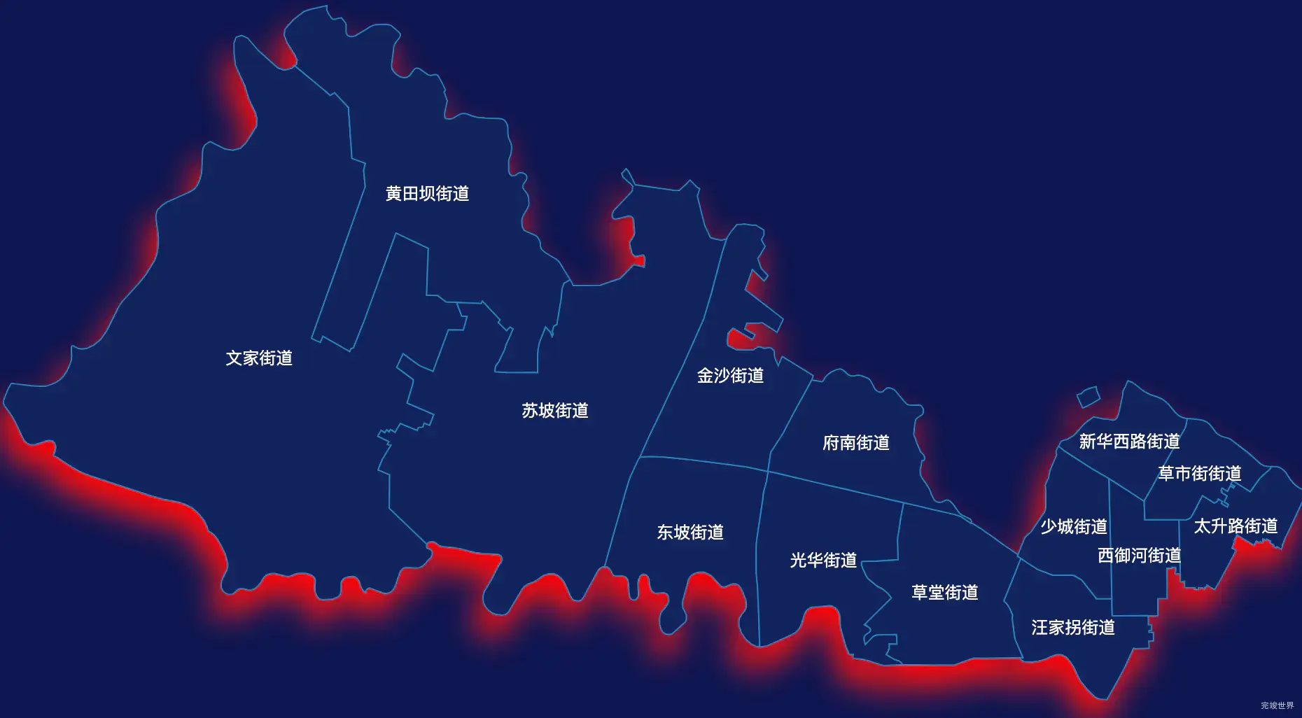 echarts成都市青羊区geoJson地图阴影