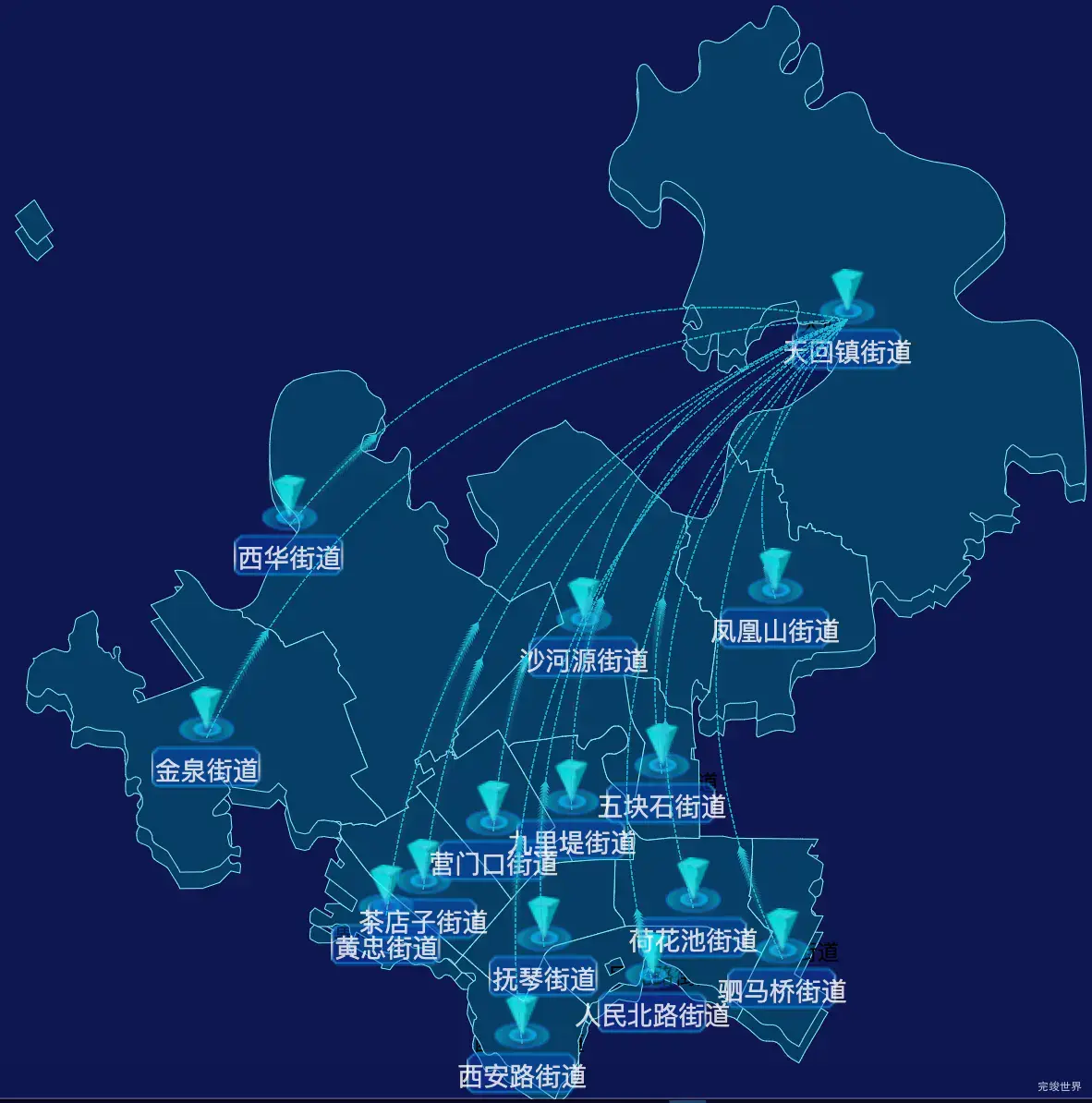 echarts成都市金牛区geoJson地图自定义label样式