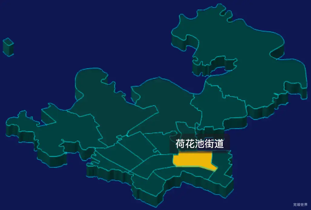 threejs成都市金牛区geoJson地图3d地图鼠标移入显示标签并高亮