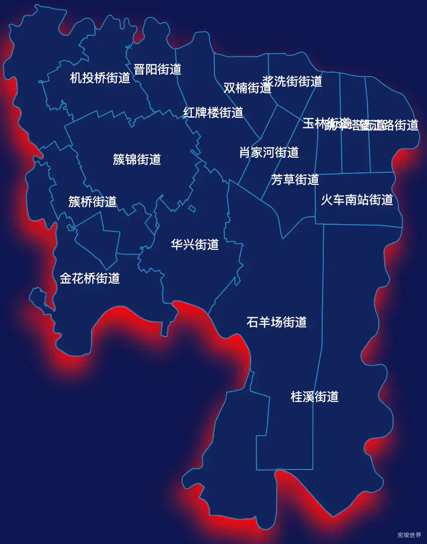 echarts成都市武侯区geoJson地图阴影