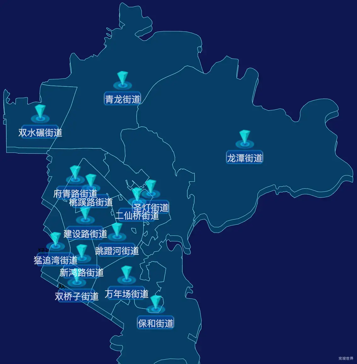 echarts成都市成华区geoJson地图点击跳转到指定页面